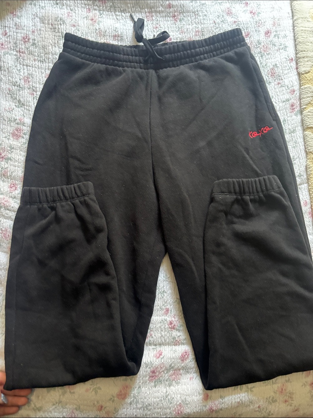 Victoria's Secret Black Joggers with Red Script Accent